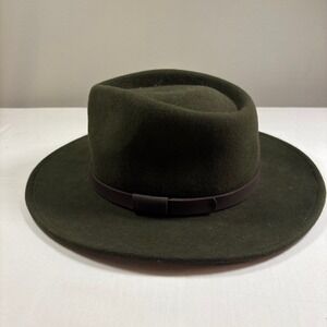 Barbour Green Felt Fedora Hat Size M Leather Band Outdoor Country